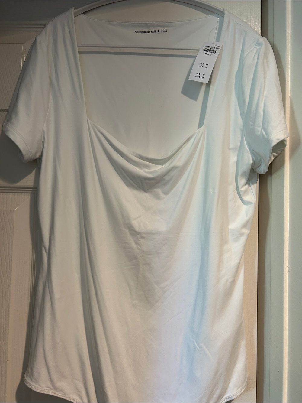 Abercrombie & Fitch White Short Sleeve square Neck body suit